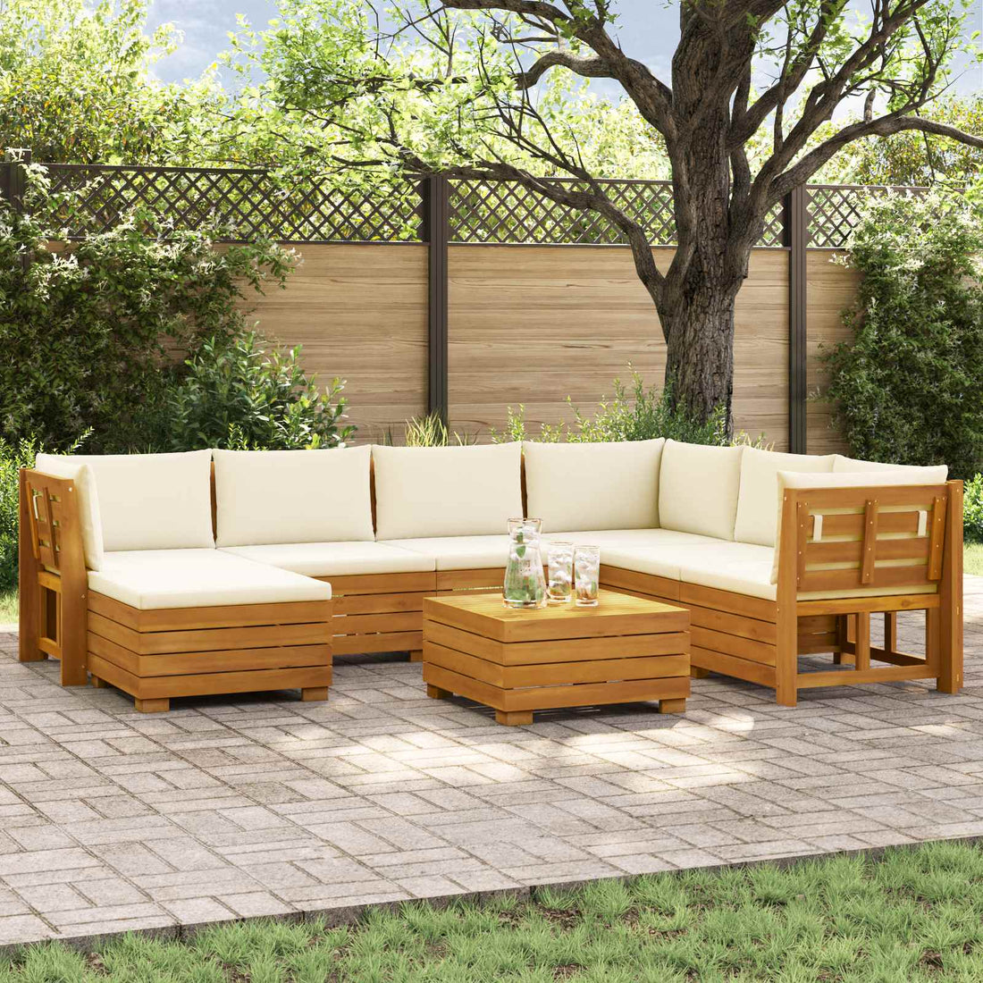 vidaXL 8 uds. Conjunto de sofás de exterior Madera de Acacia Sólida