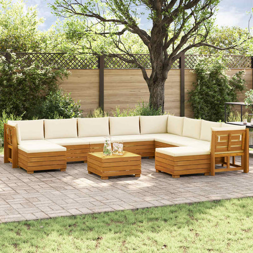 vidaXL 11 uds. Conjunto de sofás de exterior Madera de Acacia Sólida