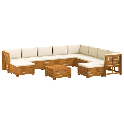 vidaXL 11 uds. Conjunto de sofás de exterior Madera de Acacia Sólida (2)