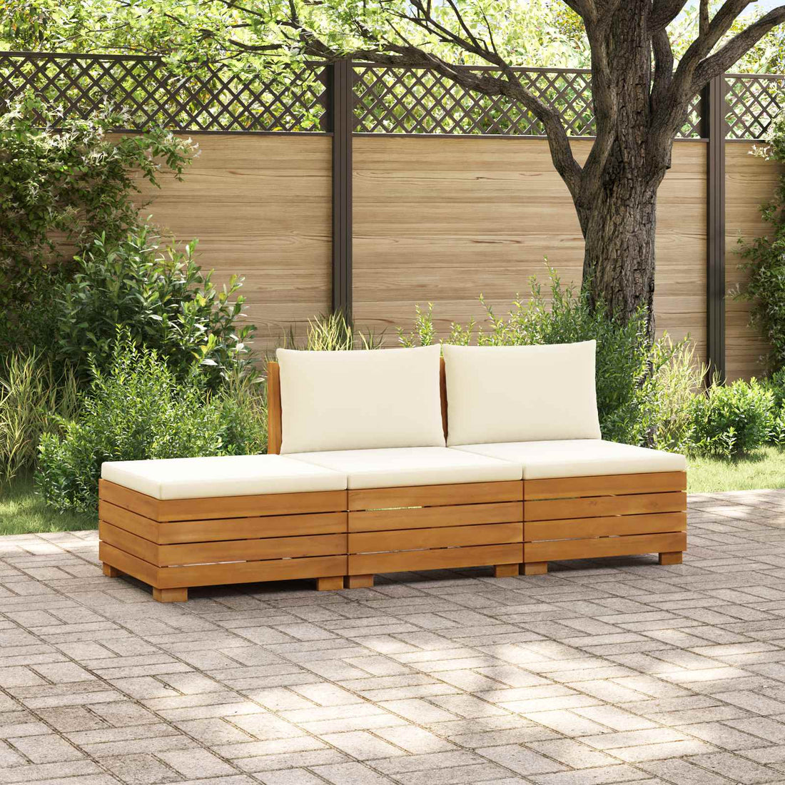 vidaXL 3 uds. Conjunto de sofás de exterior Madera de Acacia Sólida