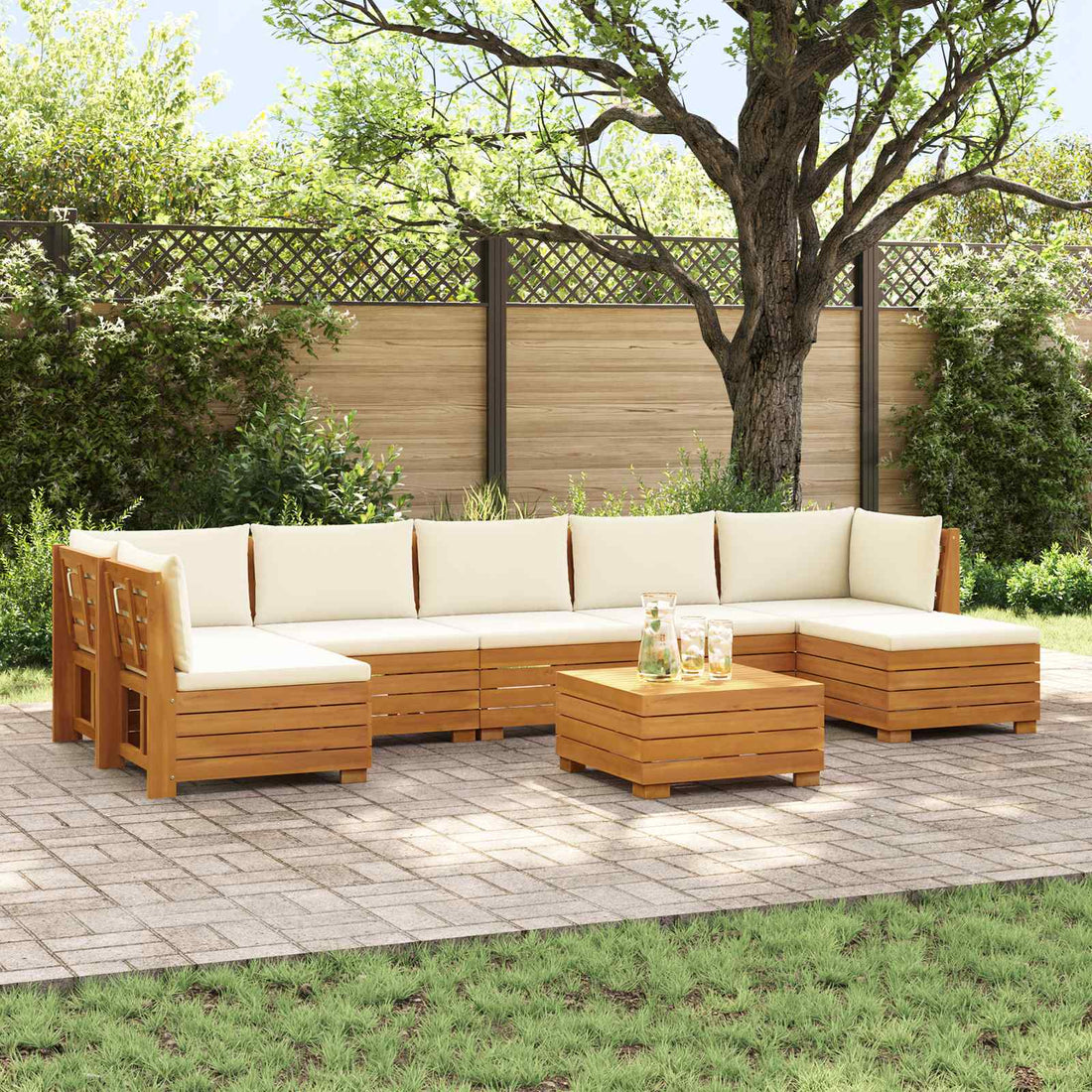 vidaXL 8 uds. Conjunto de sofás de exterior Madera de Acacia Sólida