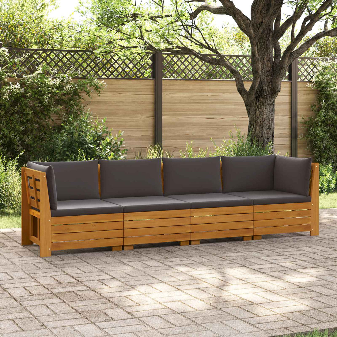 vidaXL 4 uds. Conjunto de sofás de exterior Madera de Acacia Sólida