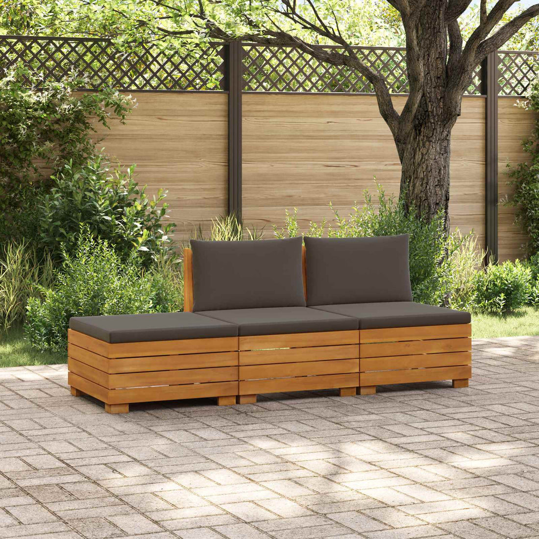vidaXL 3 uds. Conjunto de sofás de exterior Madera de Acacia Sólida