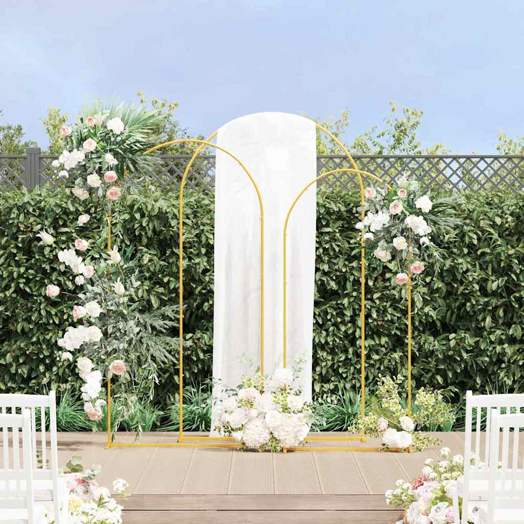 vidaXL Arco de Boda 3 uds. Dorado 120 x 40 x 217 cm Acero