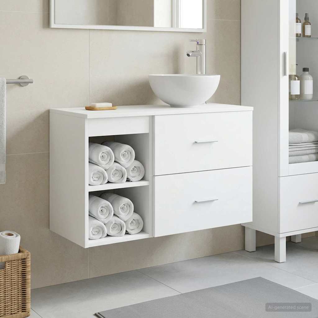 vidaXL Juego de muebles de baño 2 uds. Blanco Madera de ingeniería