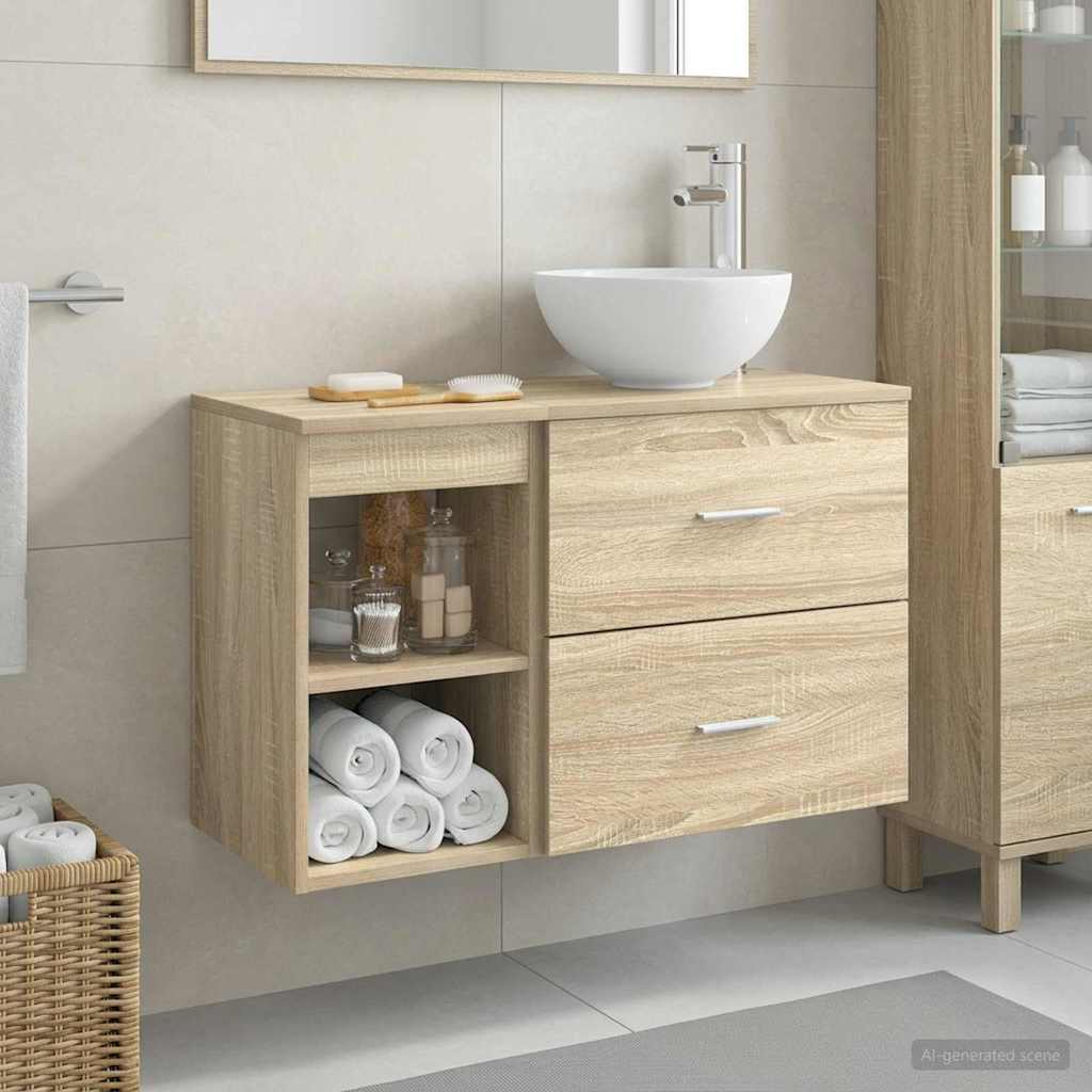 vidaXL Juego de muebles de baño 2 uds. Roble Sonoma