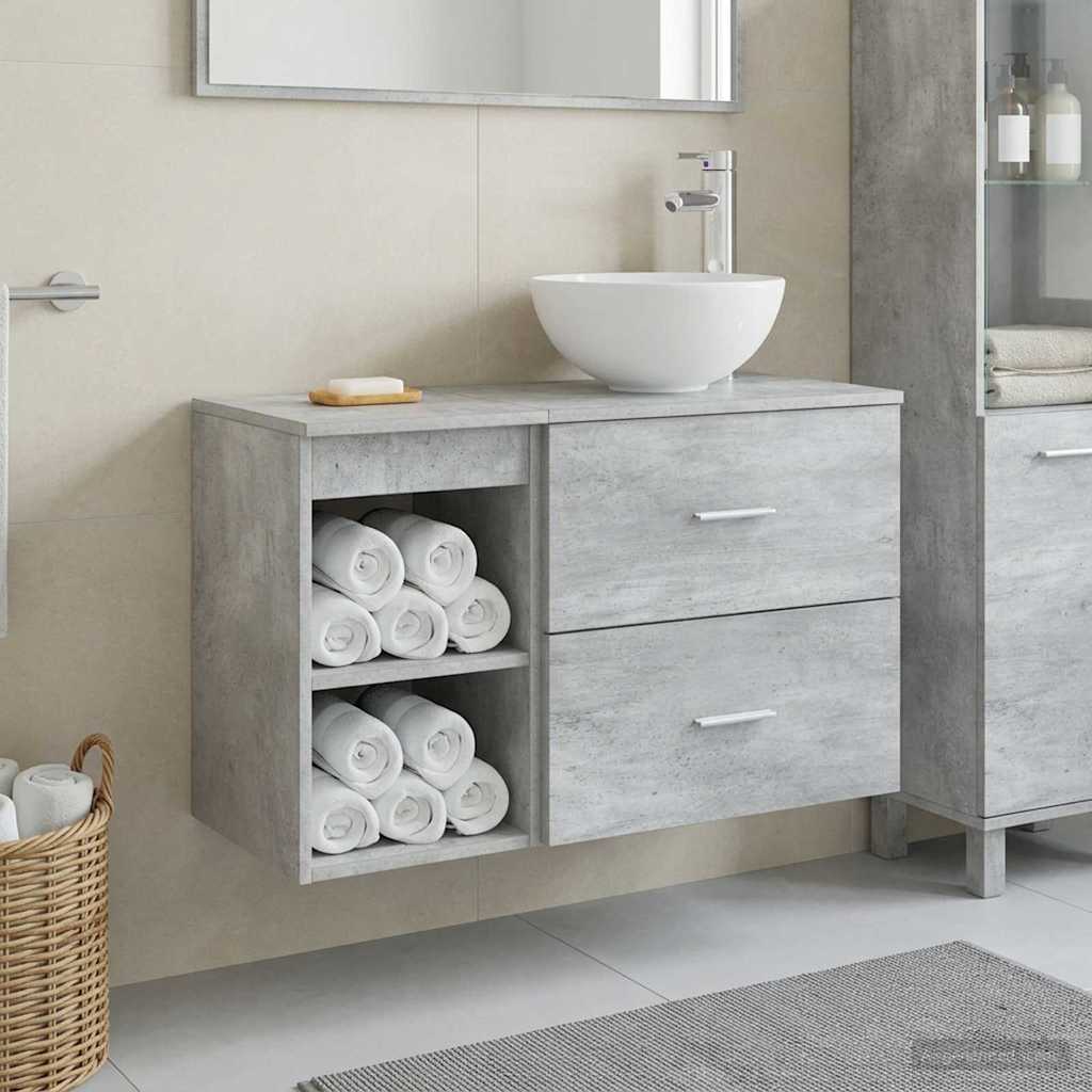 vidaXL Juego de muebles de baño 2 uds. Gris Hormigón