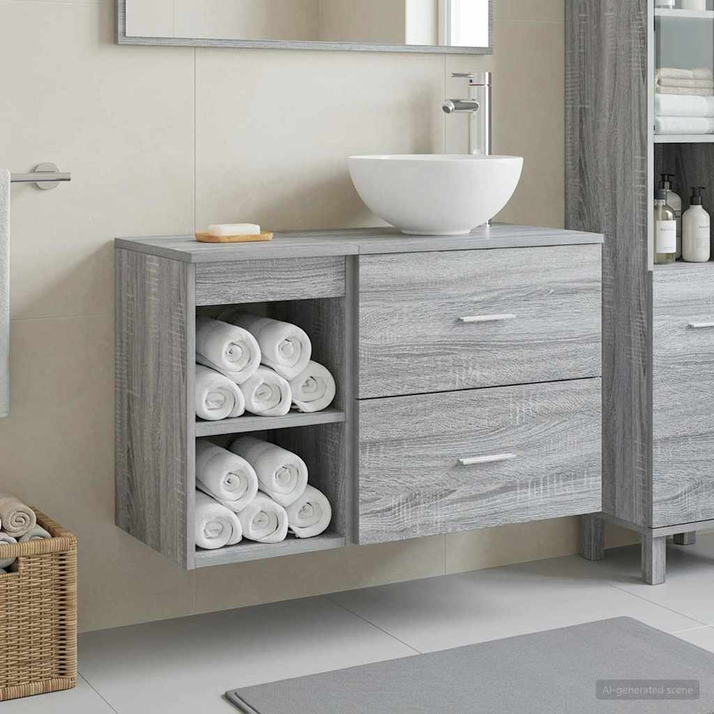 vidaXL Juego de muebles de baño 2 uds. Sonoma gris