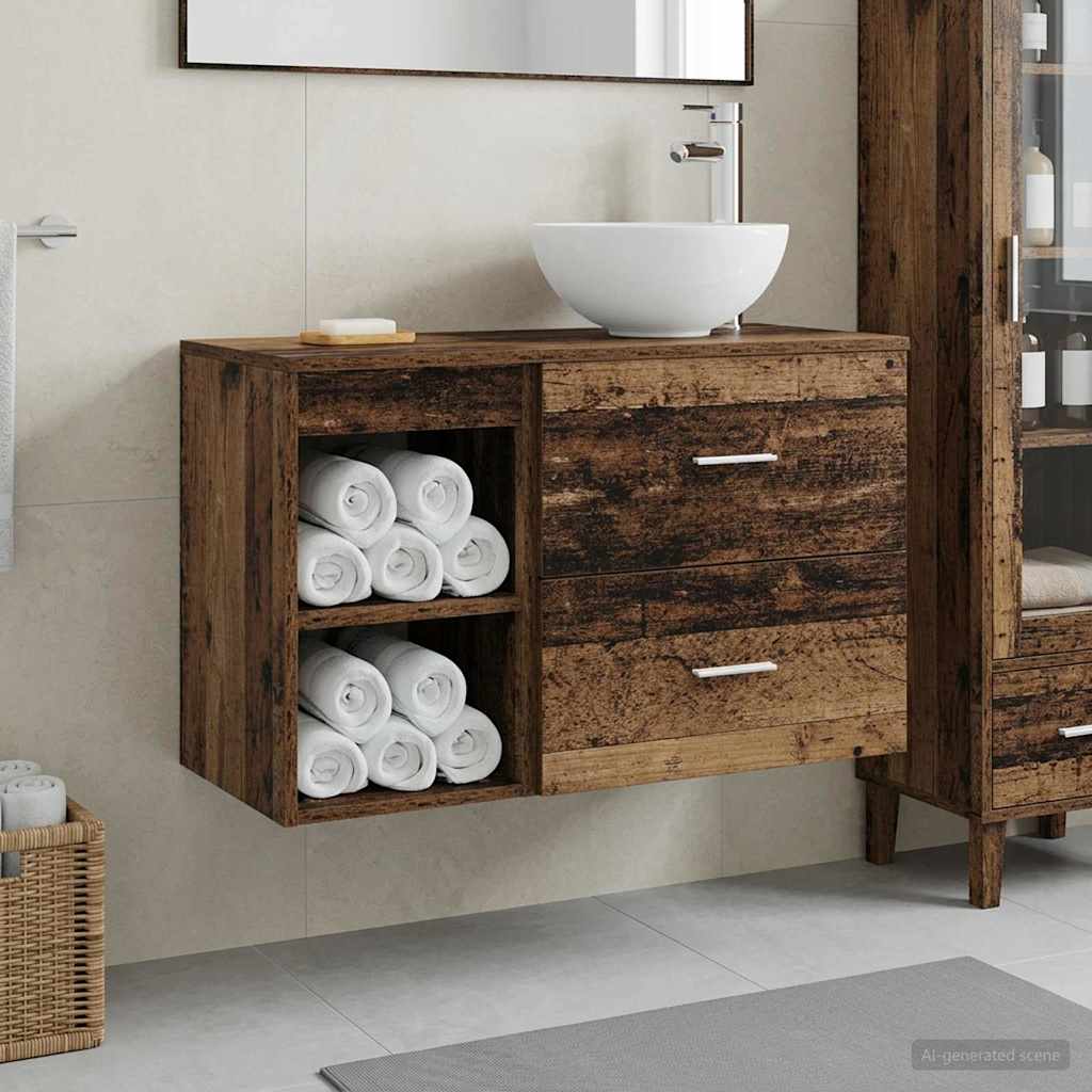 vidaXL Juego de muebles de baño 2 uds. Madera envejecida