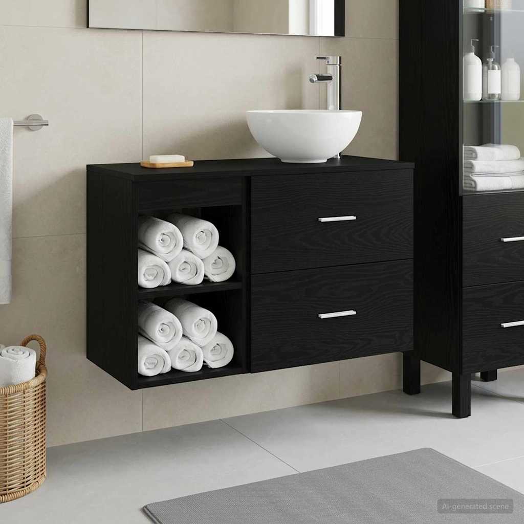 vidaXL Juego de muebles de baño 2 uds. Roble Negro