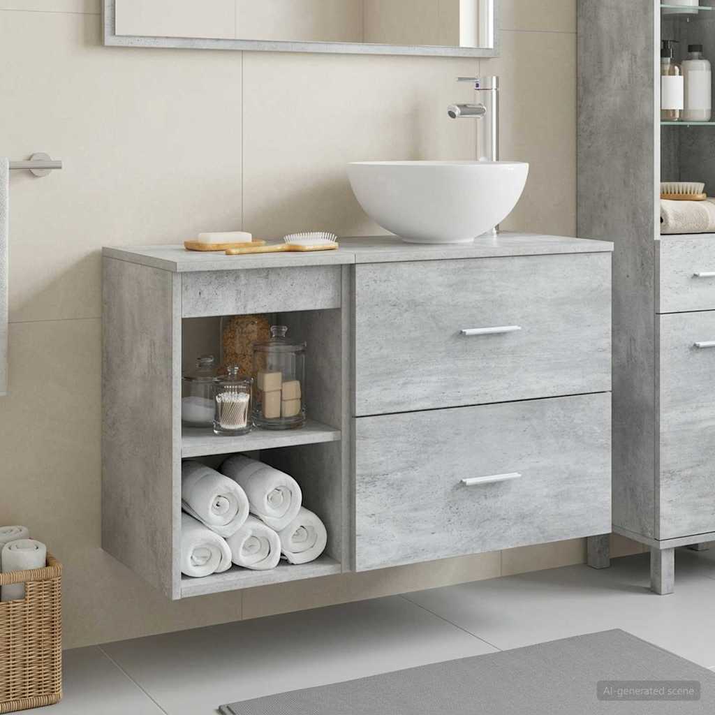 vidaXL Juego de muebles de baño 2 uds. Gris Hormigón