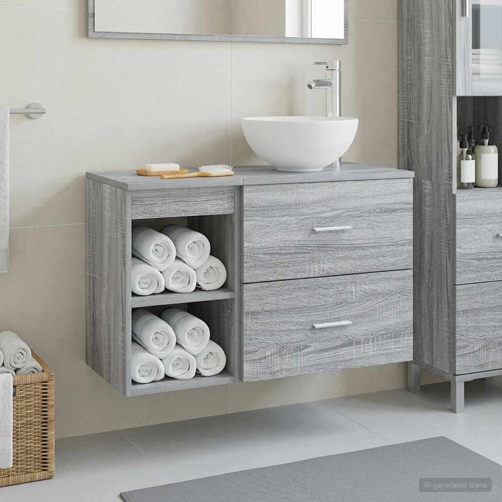 vidaXL Juego de muebles de baño 2 uds. Sonoma gris