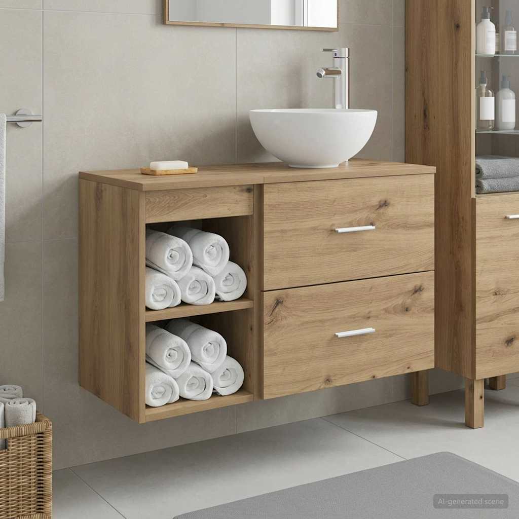 vidaXL Juego de muebles de baño 2 uds. Roble artisan
