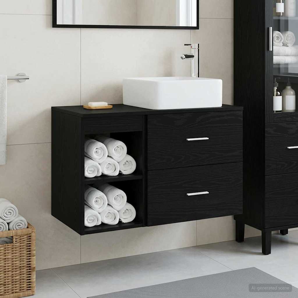 vidaXL Juego de muebles de baño 2 uds. Roble Negro