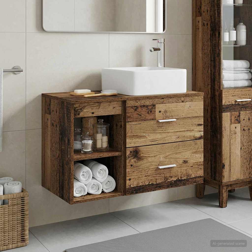 vidaXL Juego de muebles de baño 2 uds. Madera envejecida