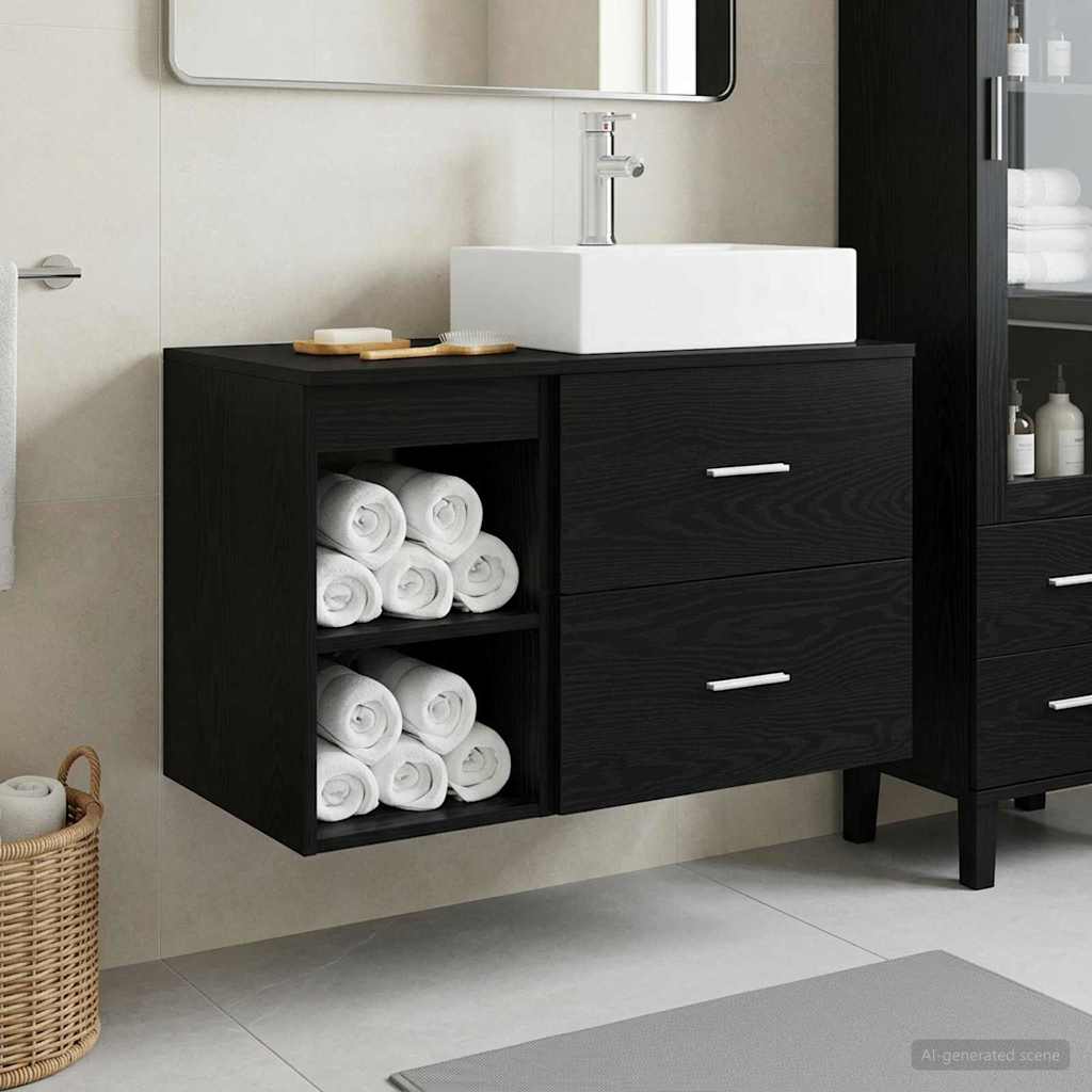 vidaXL Juego de muebles de baño 2 uds. Roble Negro