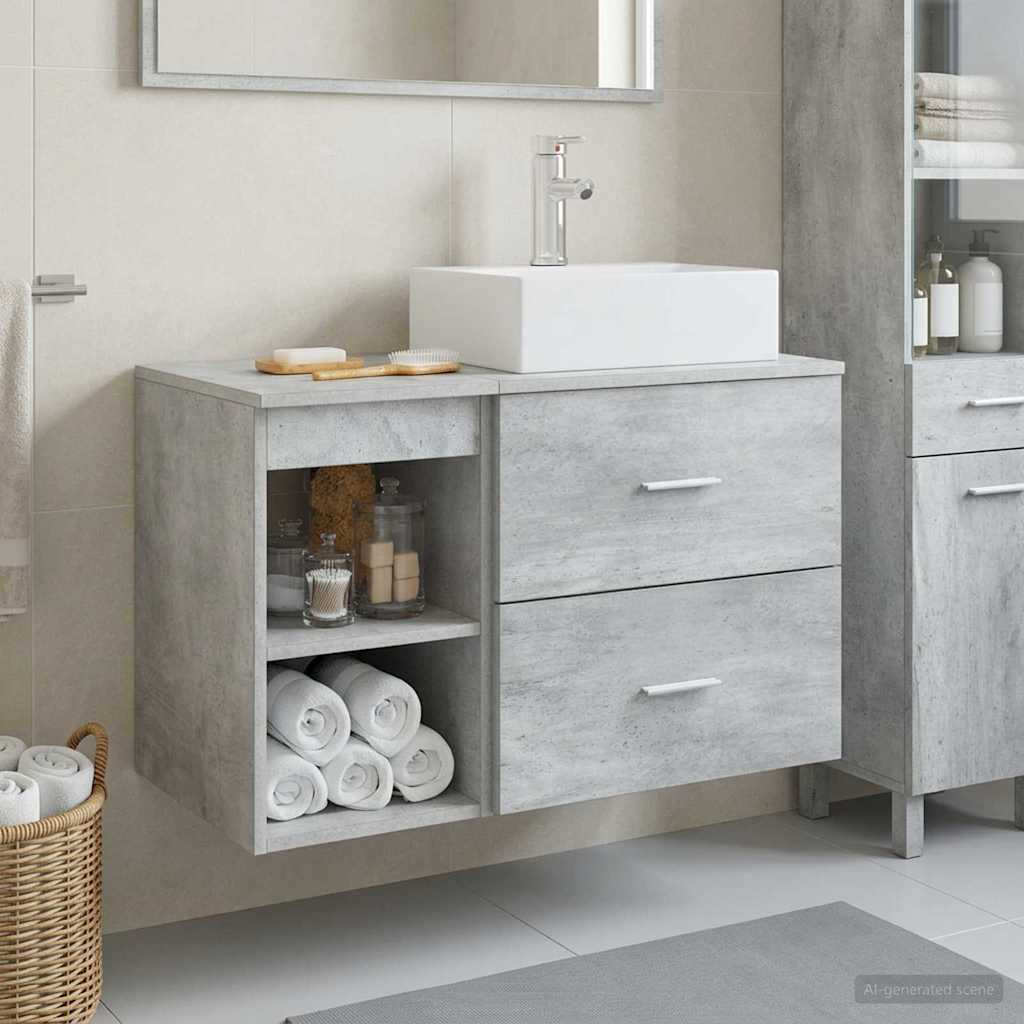 vidaXL Juego de muebles de baño 2 uds. Gris Hormigón