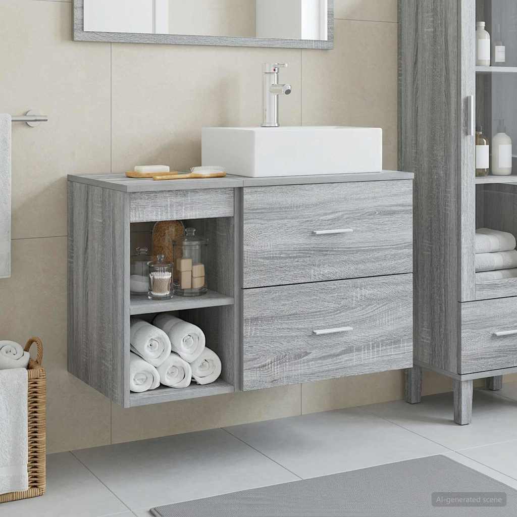 vidaXL Juego de muebles de baño 2 uds. Sonoma gris