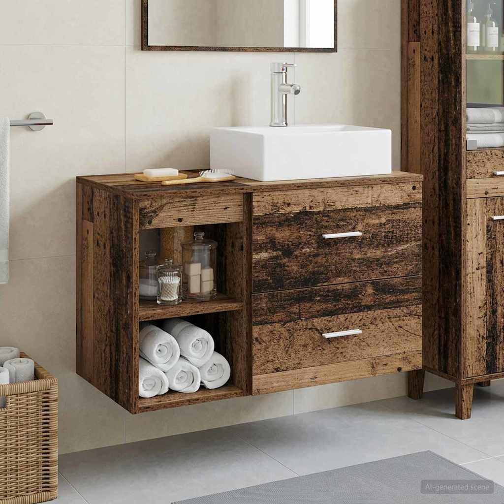 vidaXL Juego de muebles de baño 2 uds. Madera envejecida