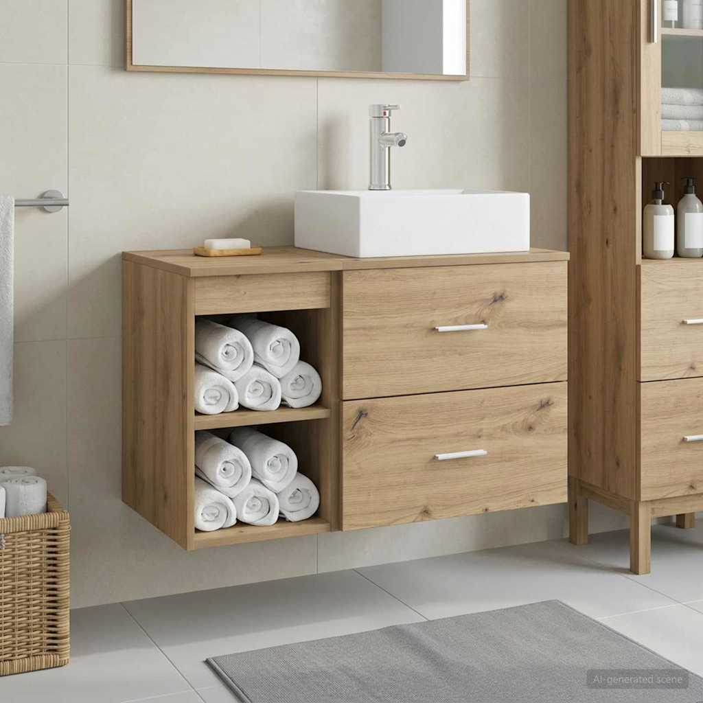 vidaXL Juego de muebles de baño 2 uds. Roble artisan