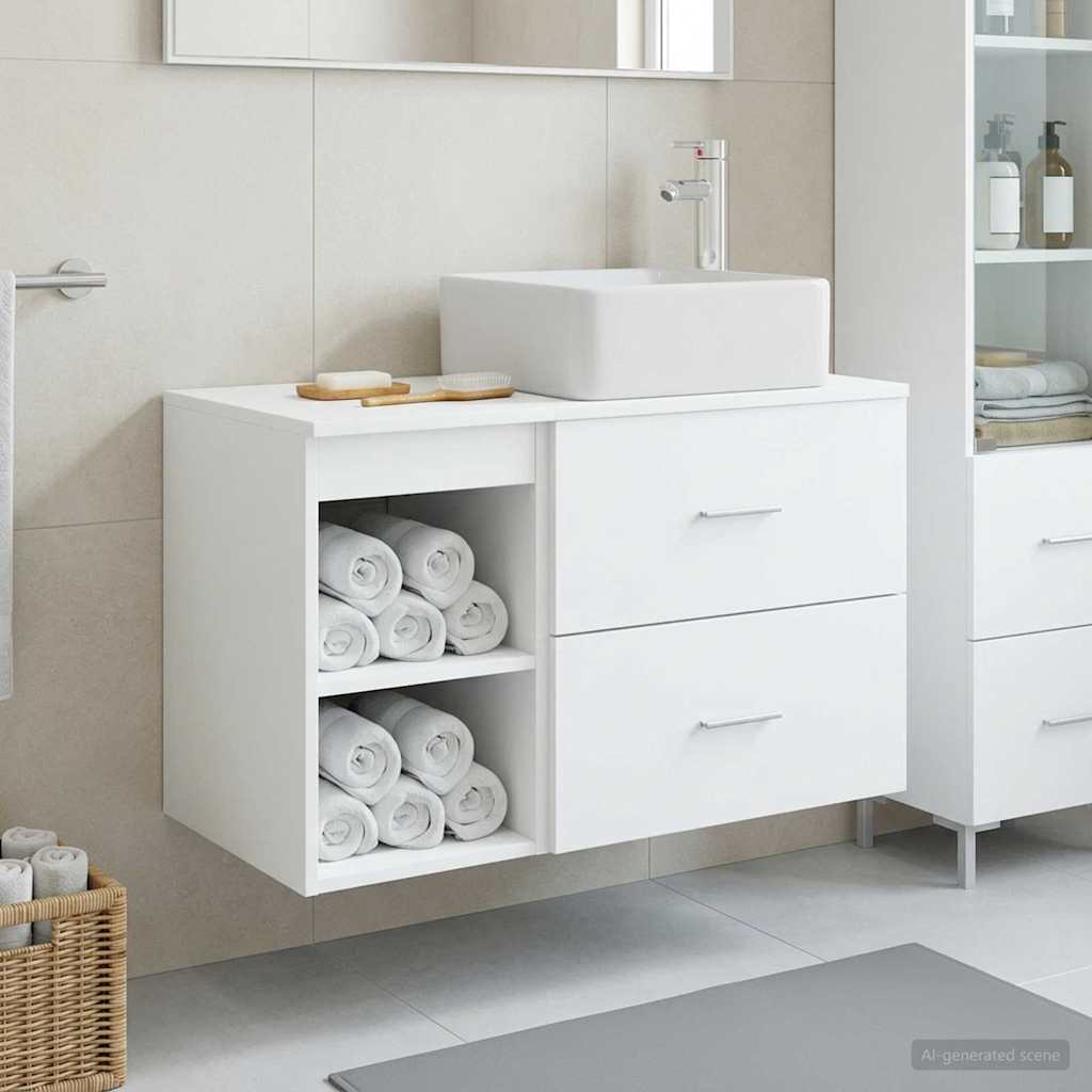 vidaXL Juego de muebles de baño 2 uds. Blanco Madera de ingeniería