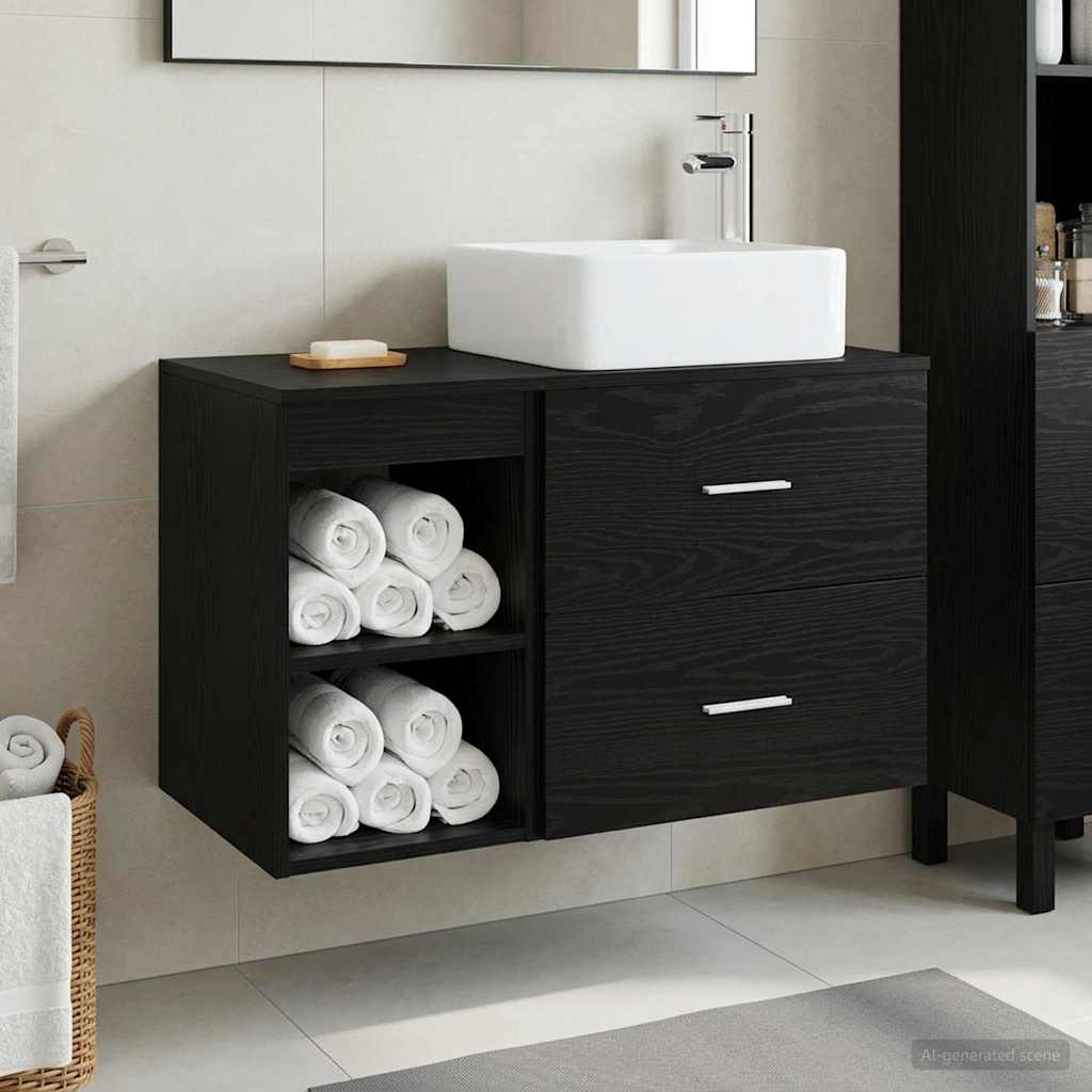 vidaXL Juego de muebles de baño 2 uds. Roble Negro