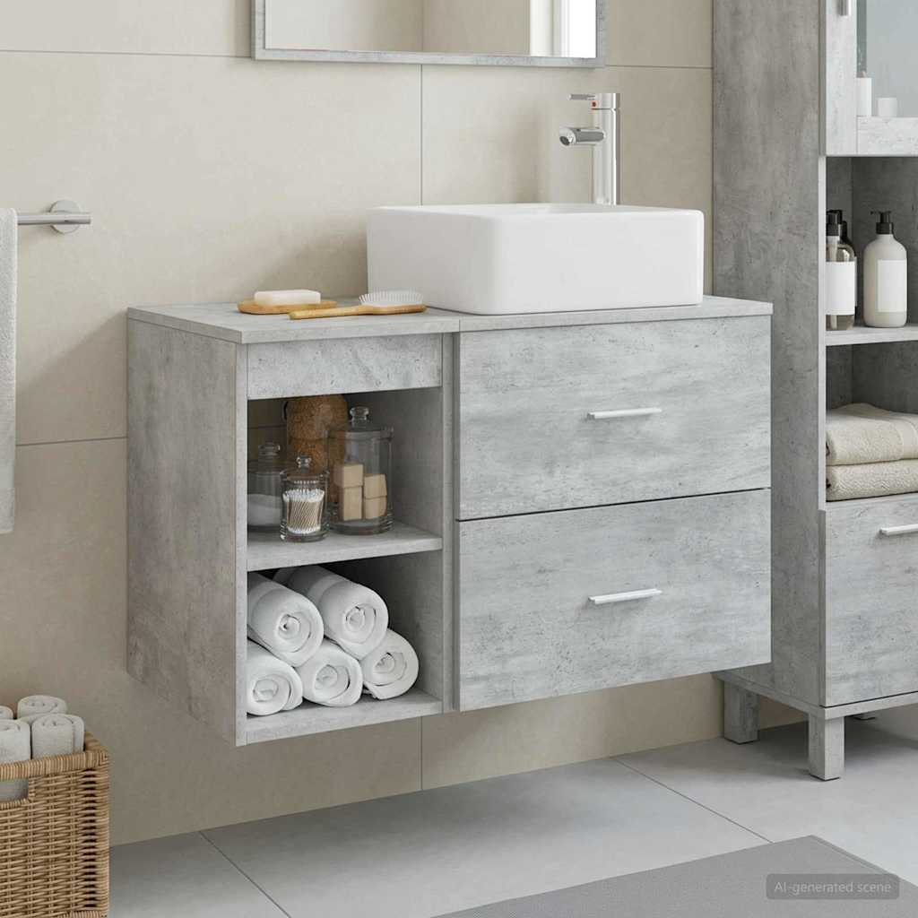 vidaXL Juego de muebles de baño 2 uds. Gris Hormigón