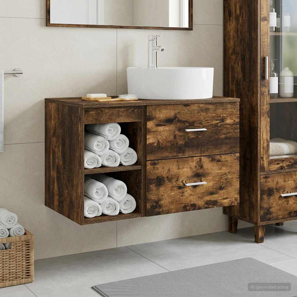 vidaXL Juego de muebles de baño 2 uds. Roble Ahumado