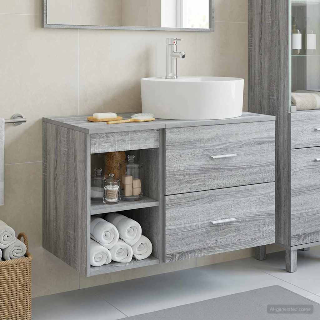 vidaXL Juego de muebles de baño 2 uds. Sonoma gris