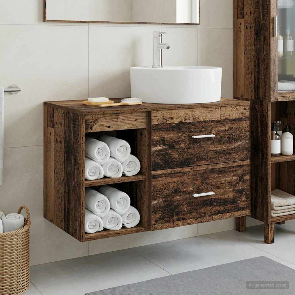 vidaXL Juego de muebles de baño 2 uds. Madera envejecida