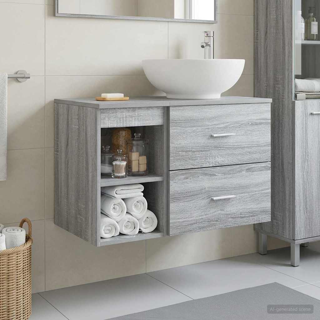 vidaXL Juego de muebles de baño 2 uds. Sonoma gris