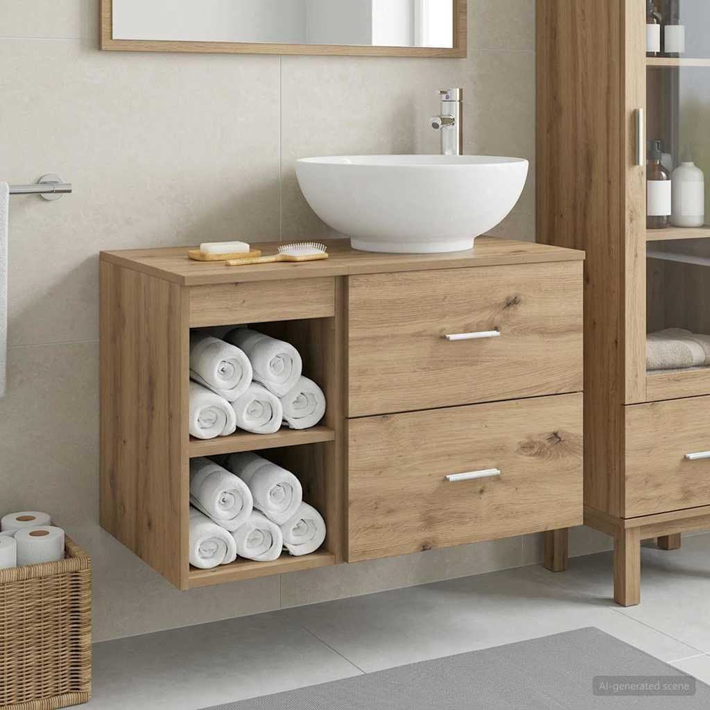 vidaXL Juego de muebles de baño 2 uds. Roble artisan