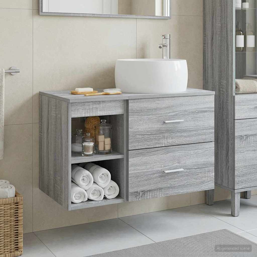 vidaXL Juego de muebles de baño 2 uds. Sonoma gris