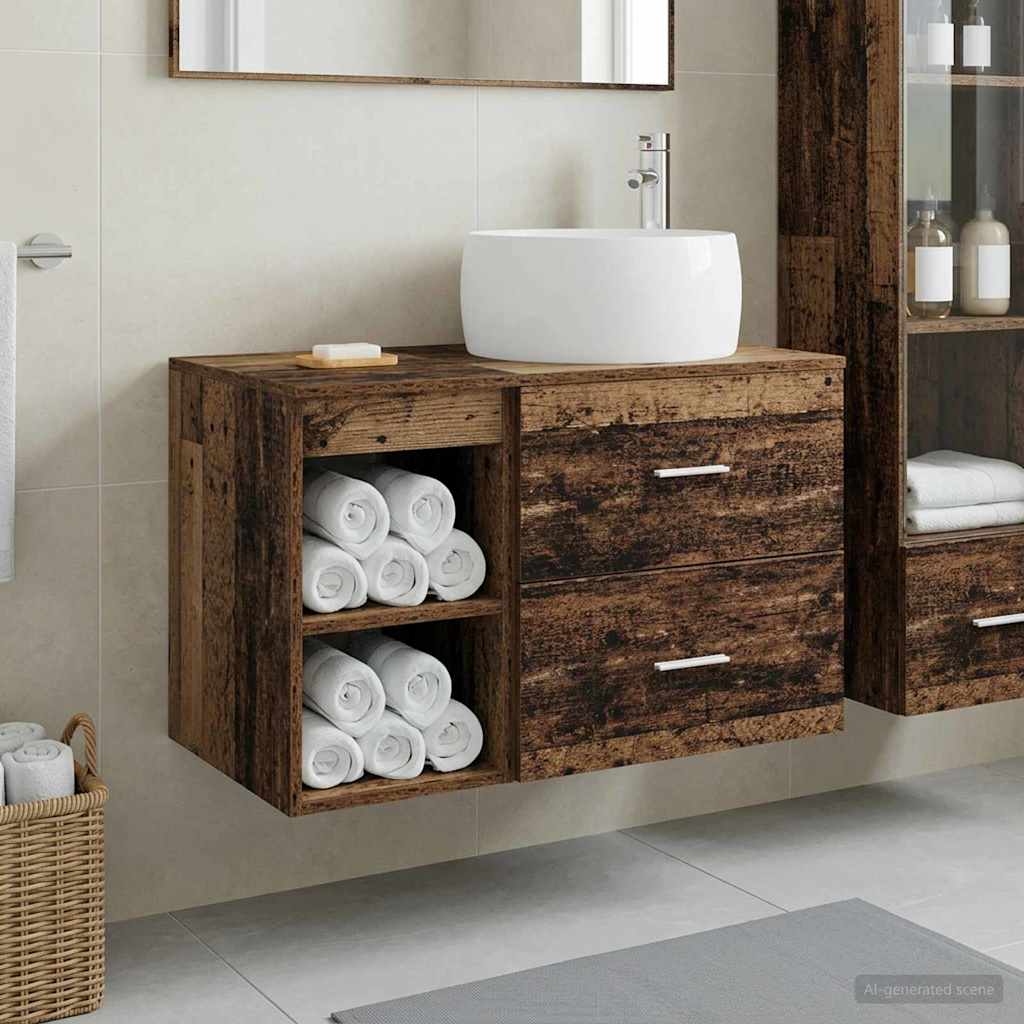 vidaXL Juego de muebles de baño 2 uds. Madera envejecida