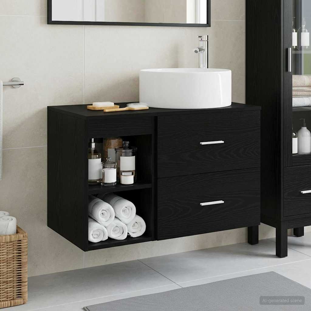 vidaXL Juego de muebles de baño 2 uds. Roble Negro