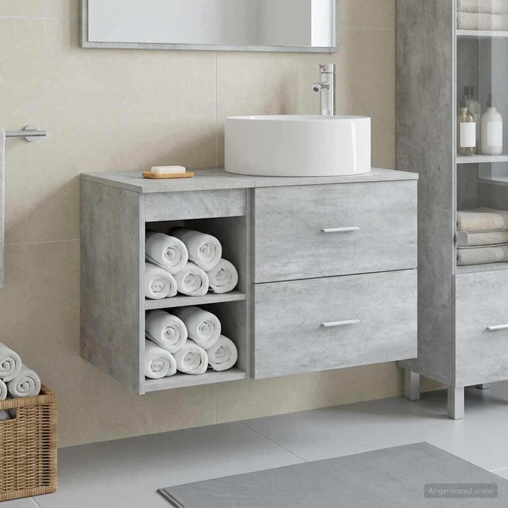 vidaXL Juego de muebles de baño 2 uds. Gris Hormigón