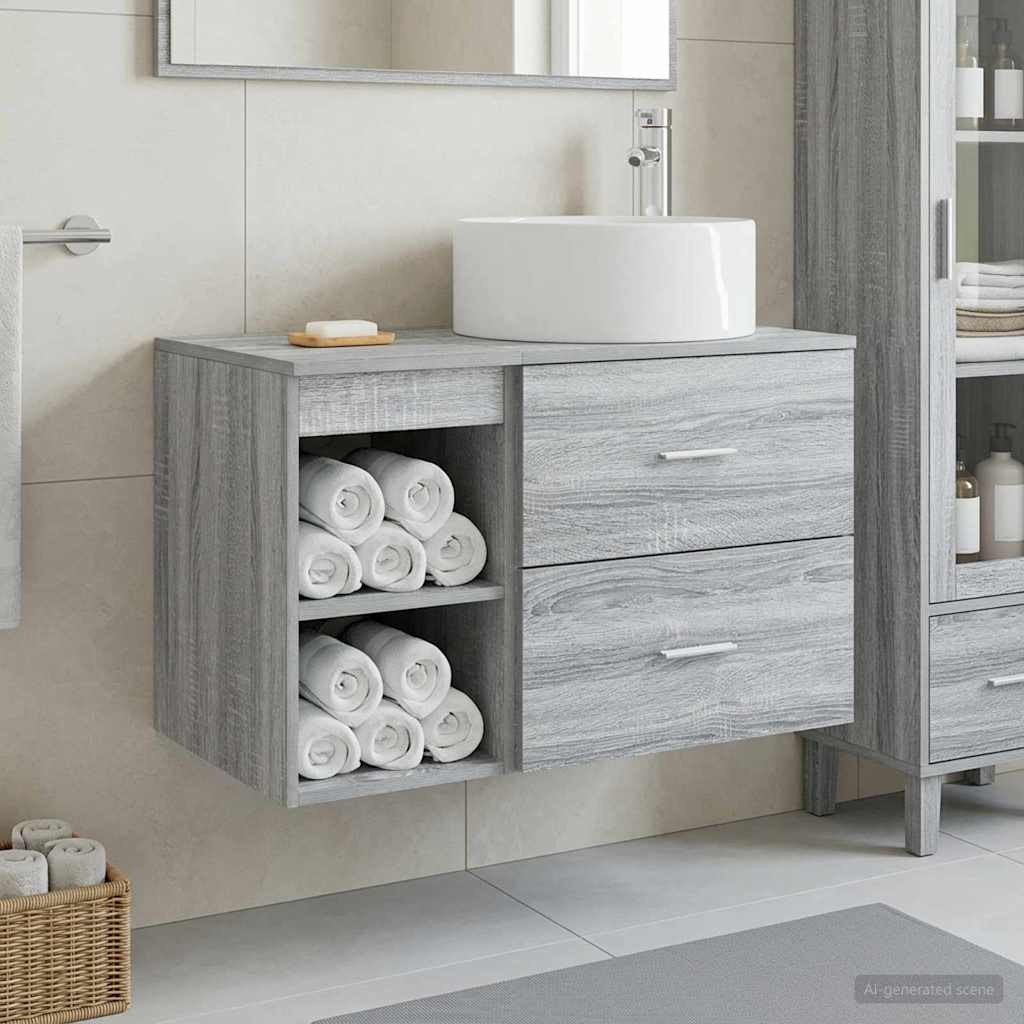 vidaXL Juego de muebles de baño 2 uds. Sonoma gris