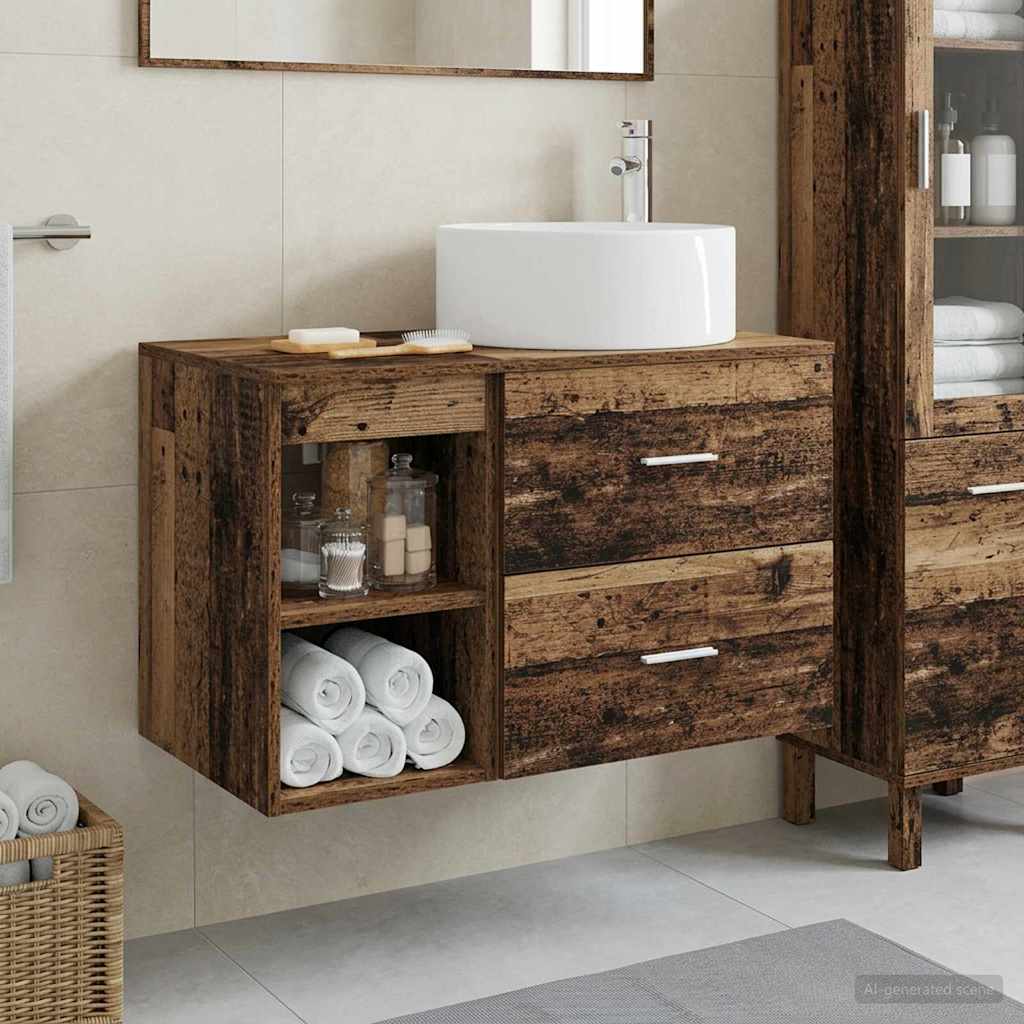 vidaXL Juego de muebles de baño 2 uds. Madera envejecida