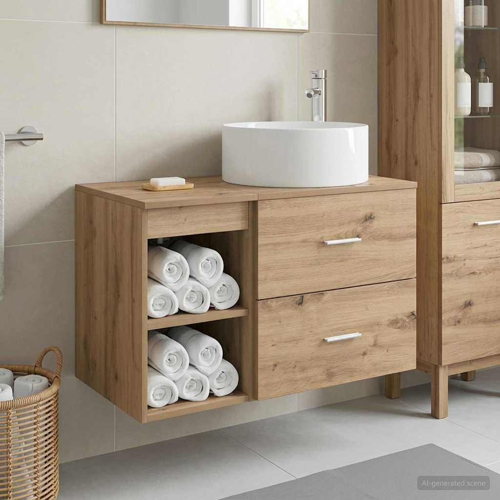 vidaXL Juego de muebles de baño 2 uds. Roble artisan