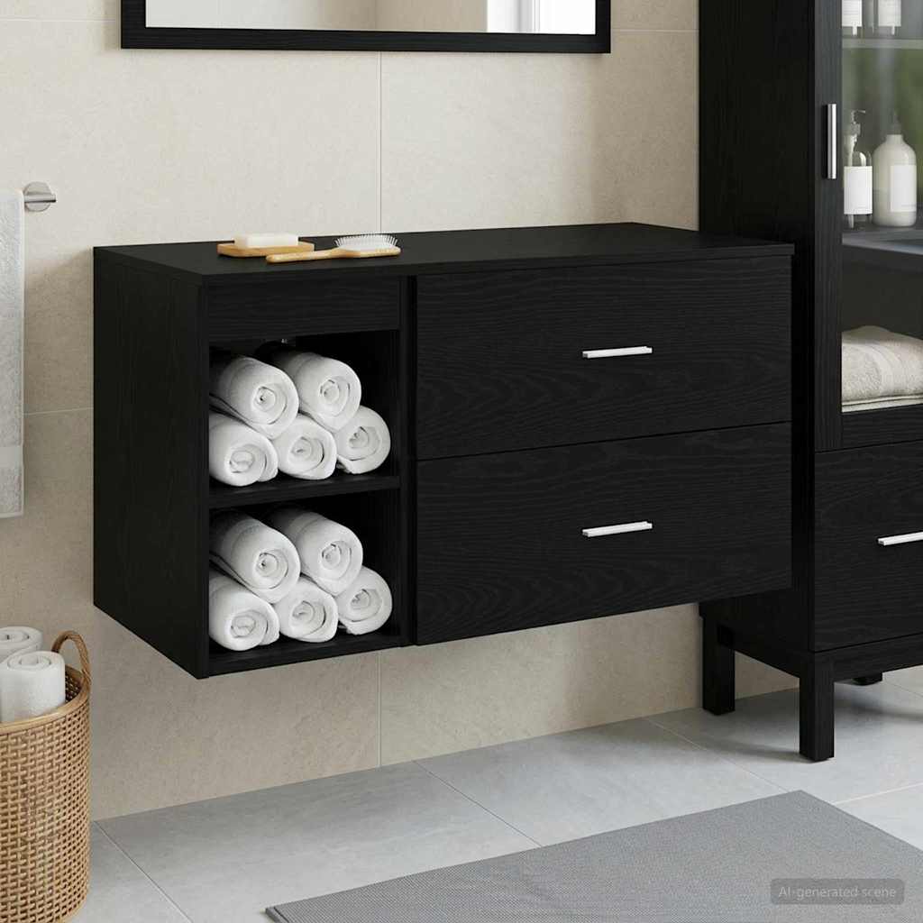 vidaXL Juego de muebles de baño 2 uds. Roble Negro