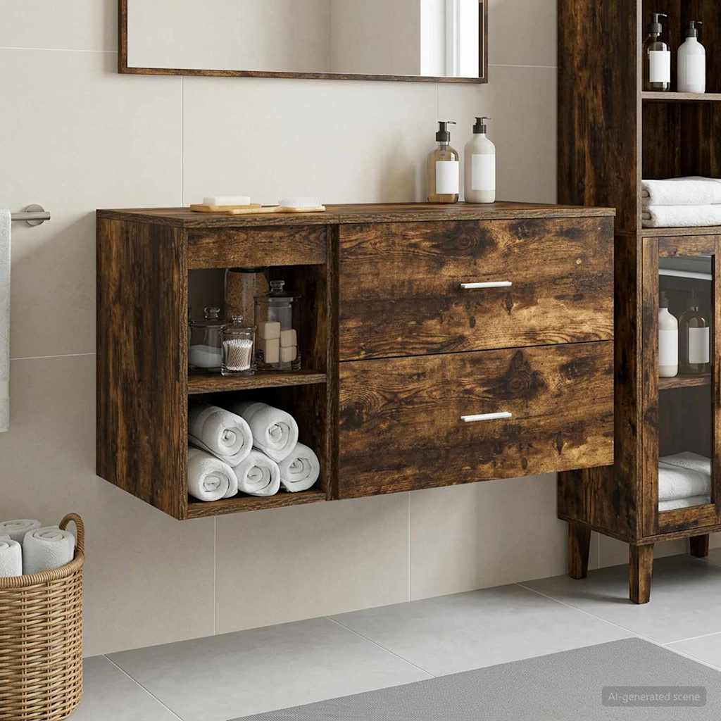 vidaXL Juego de muebles de baño 2 uds. Roble Ahumado