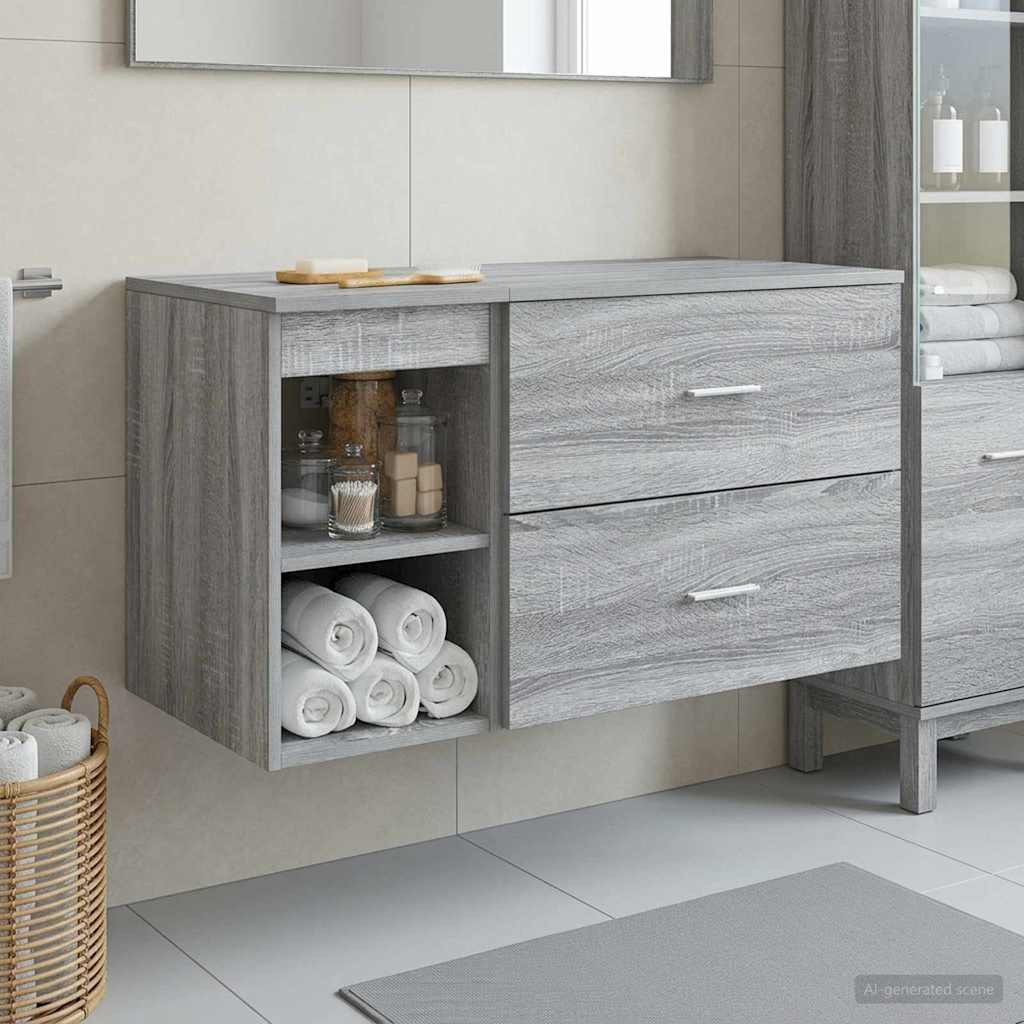 vidaXL Juego de muebles de baño 2 uds. Sonoma gris