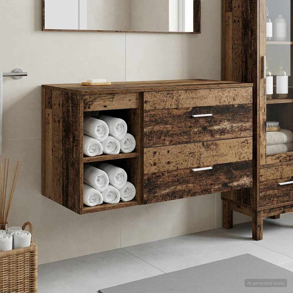 vidaXL Juego de muebles de baño 2 uds. Madera envejecida