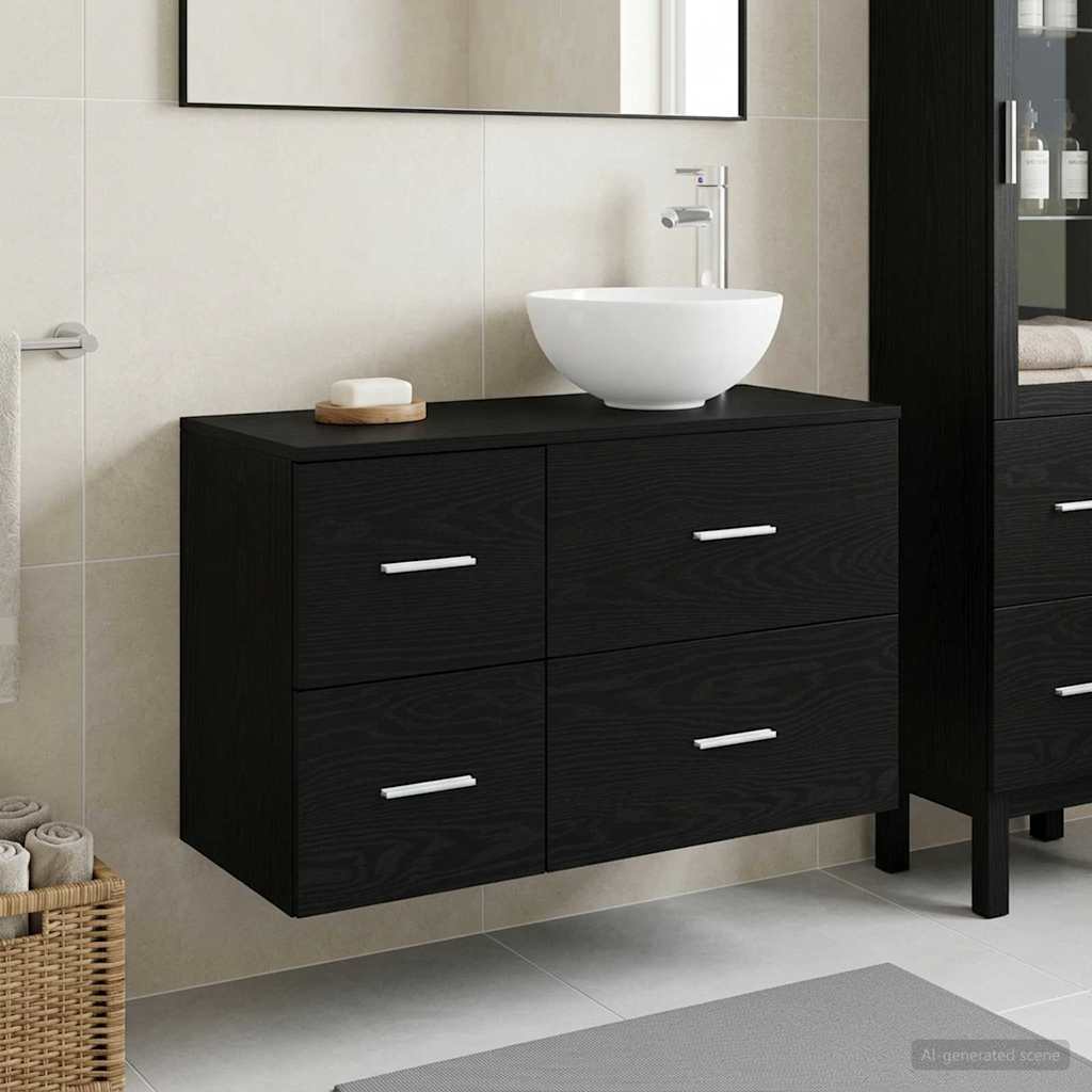 vidaXL Juego de muebles de baño 2 uds. Roble Negro