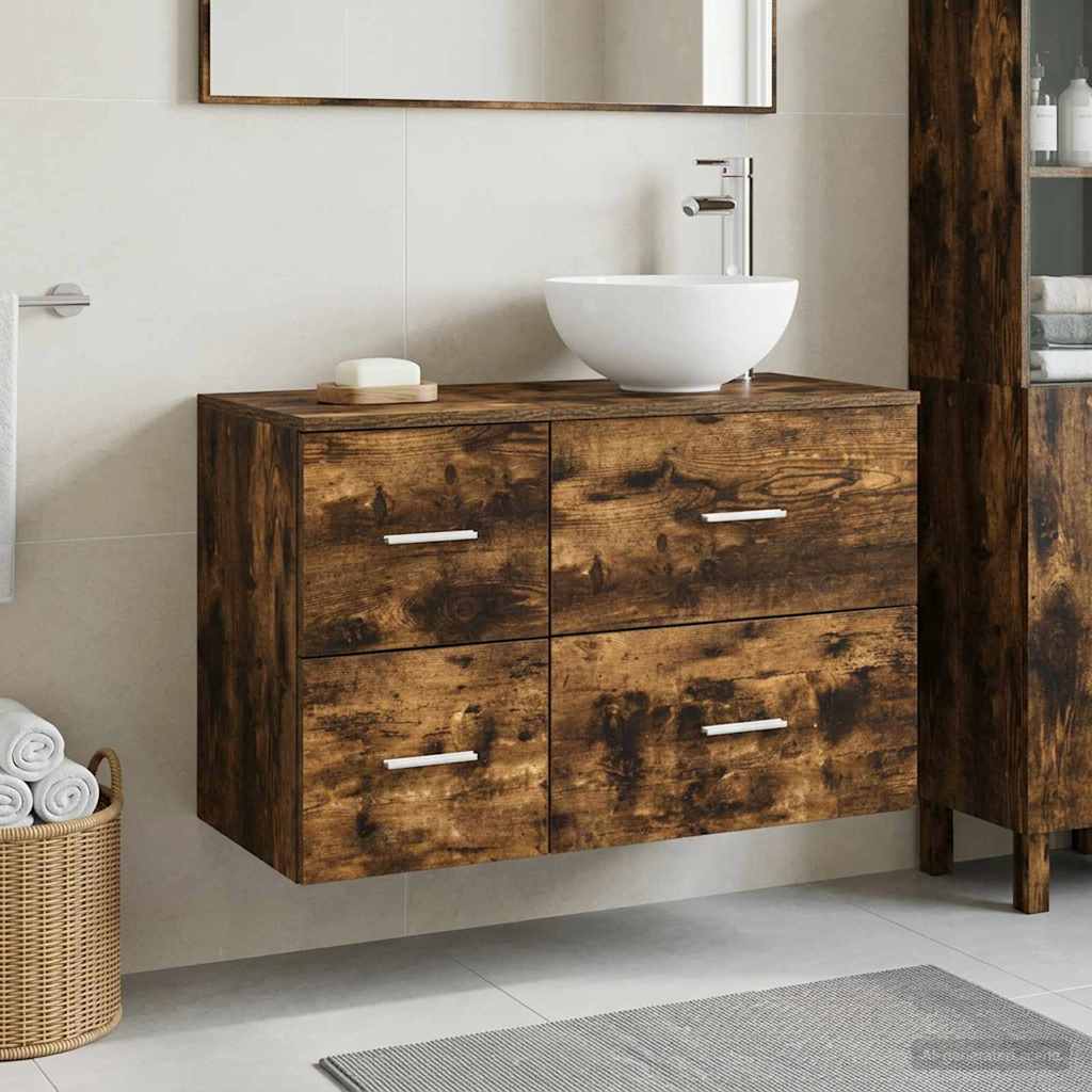 vidaXL Juego de muebles de baño 2 uds. Roble Ahumado