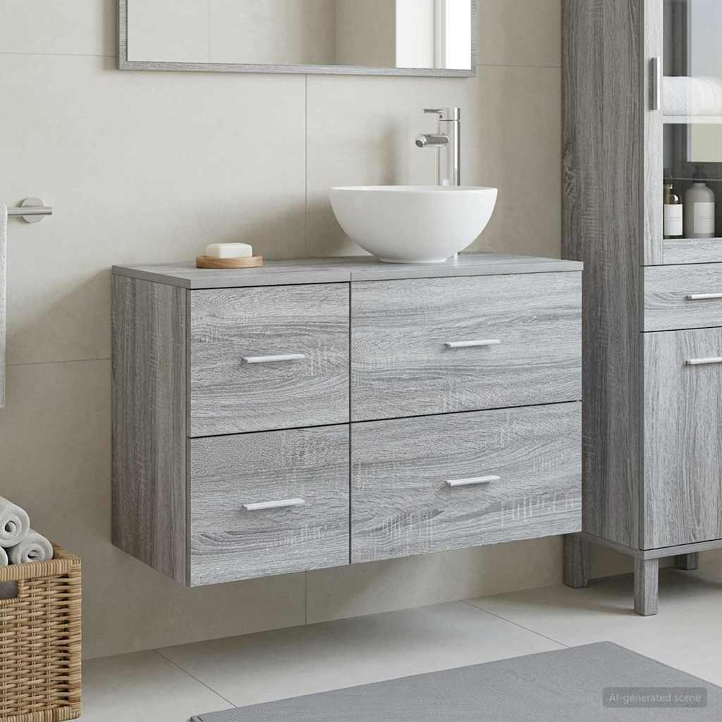 vidaXL Juego de muebles de baño 2 uds. Sonoma gris