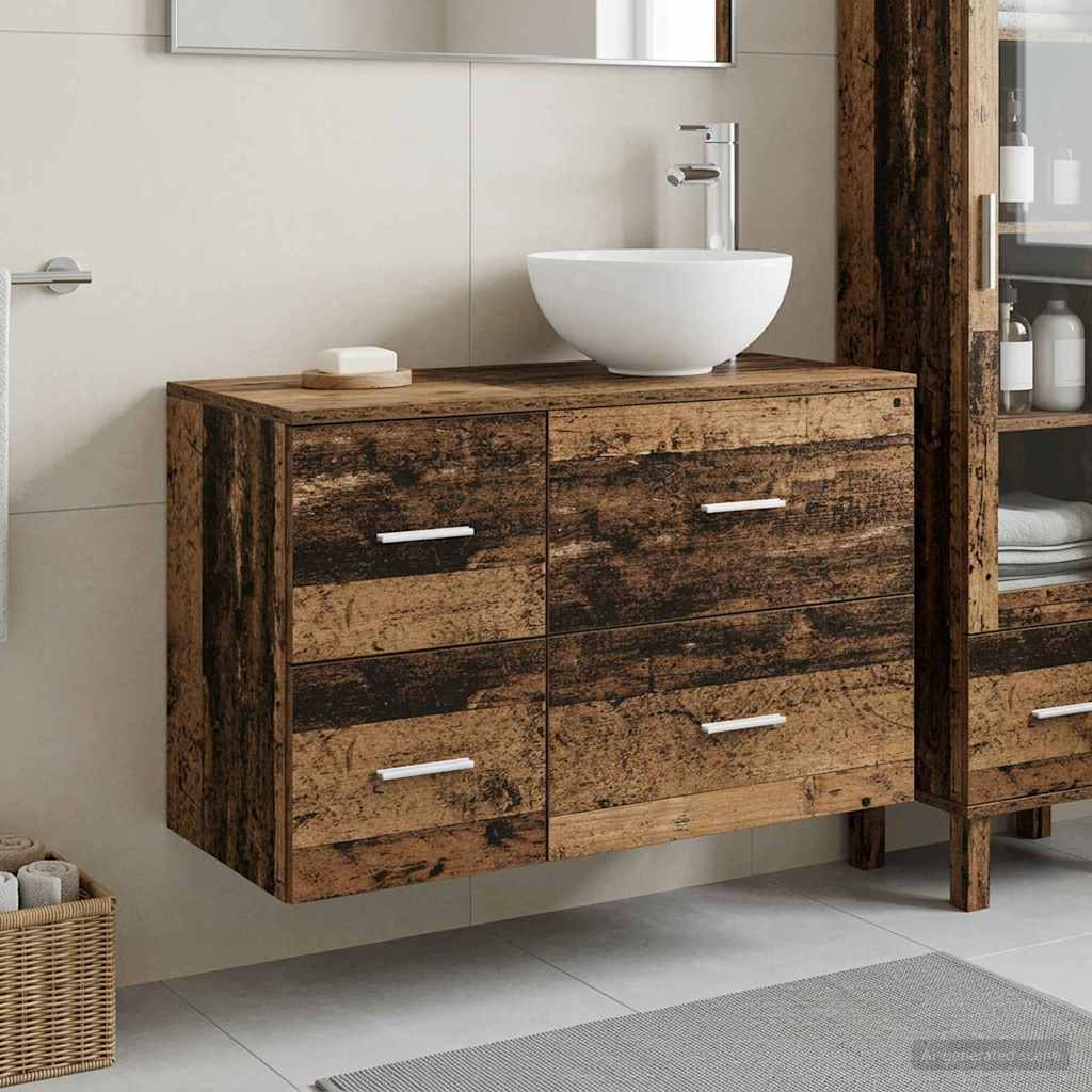 vidaXL Juego de muebles de baño 2 uds. Madera envejecida
