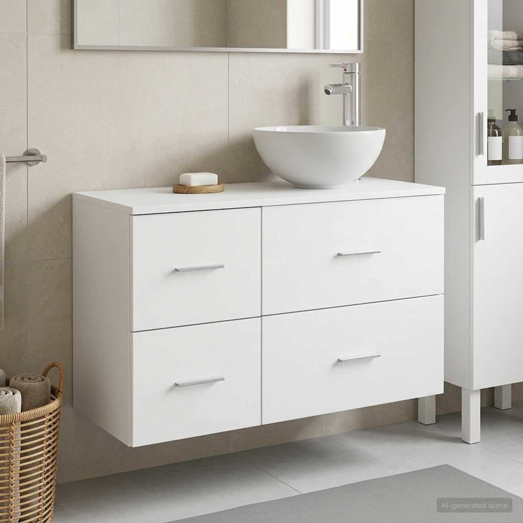 vidaXL Juego de muebles de baño 2 uds. Blanco Madera de ingeniería