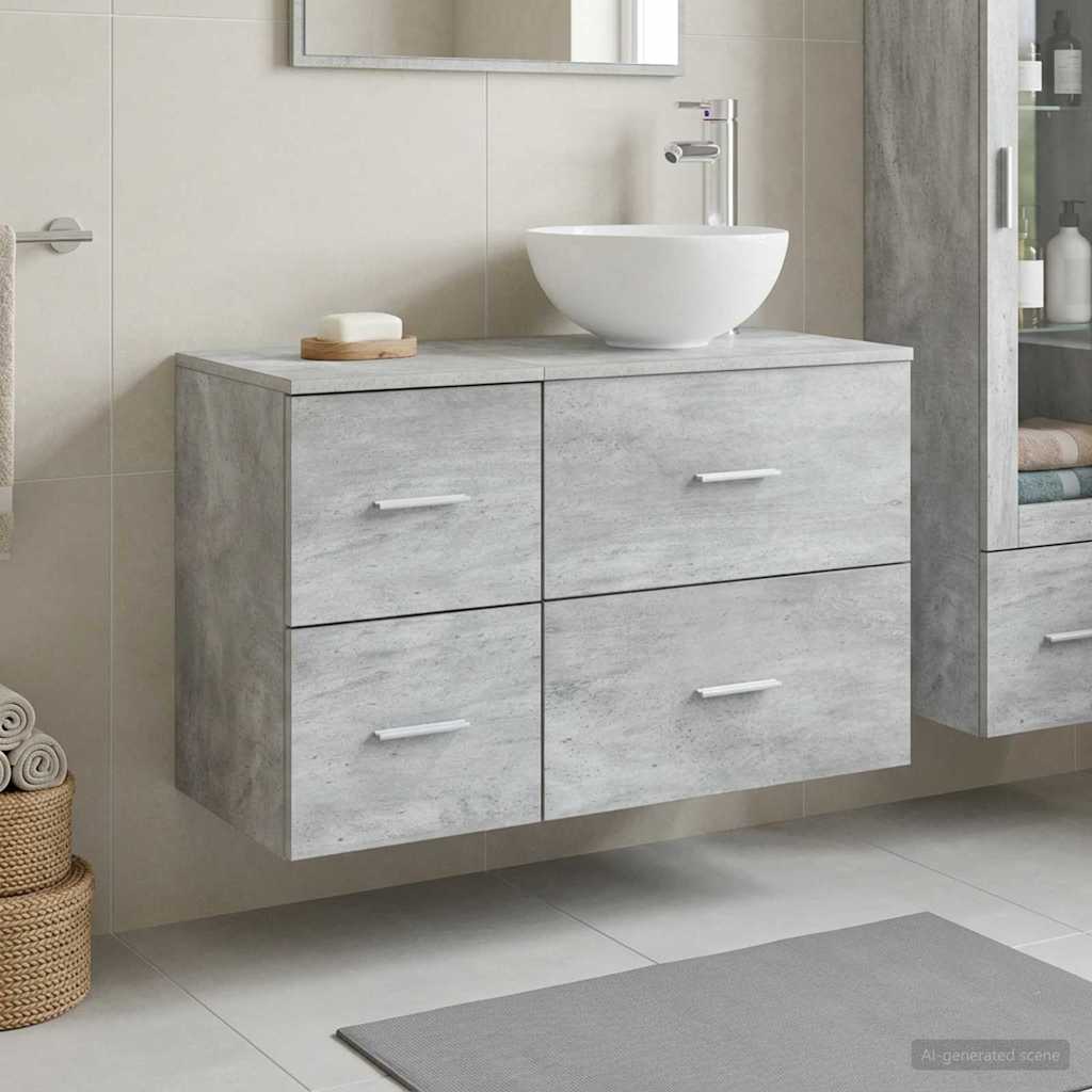 vidaXL Juego de muebles de baño 2 uds. Gris Hormigón
