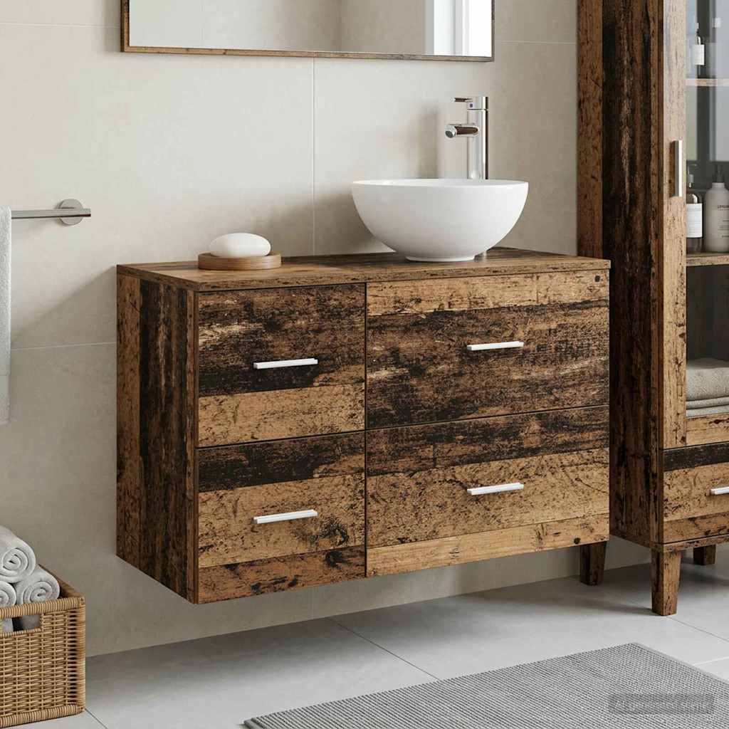 vidaXL Juego de muebles de baño 2 uds. Madera envejecida